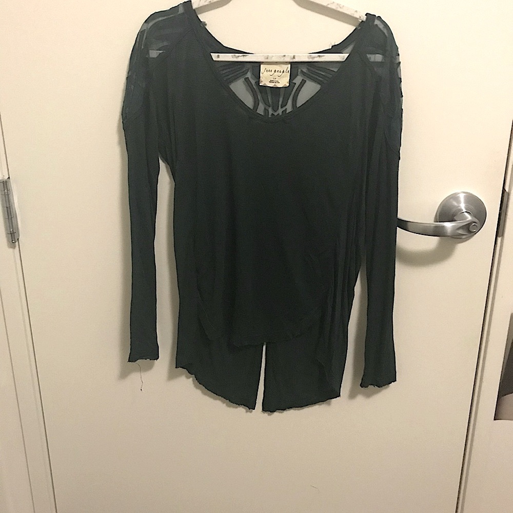 Free people cut out sheer blouse with split coattails